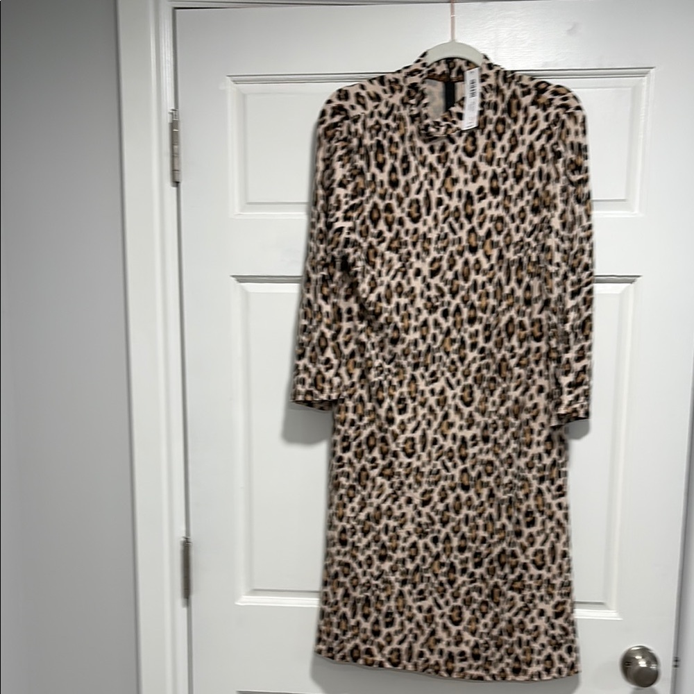 Leopard Print Long Sleeve Dress